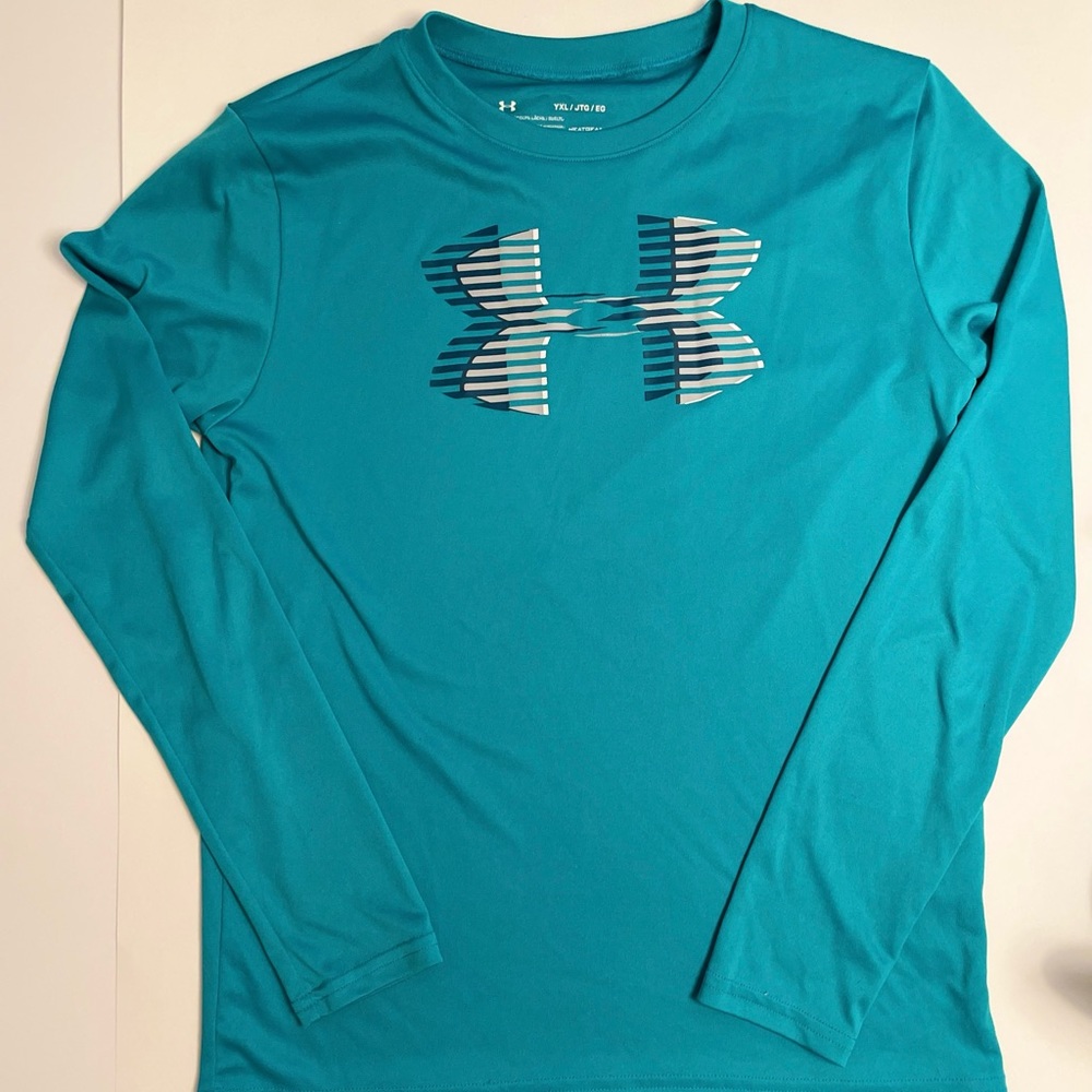 Youth XL Teal Performance Fabric Under Armour Long Sleeve Shirt